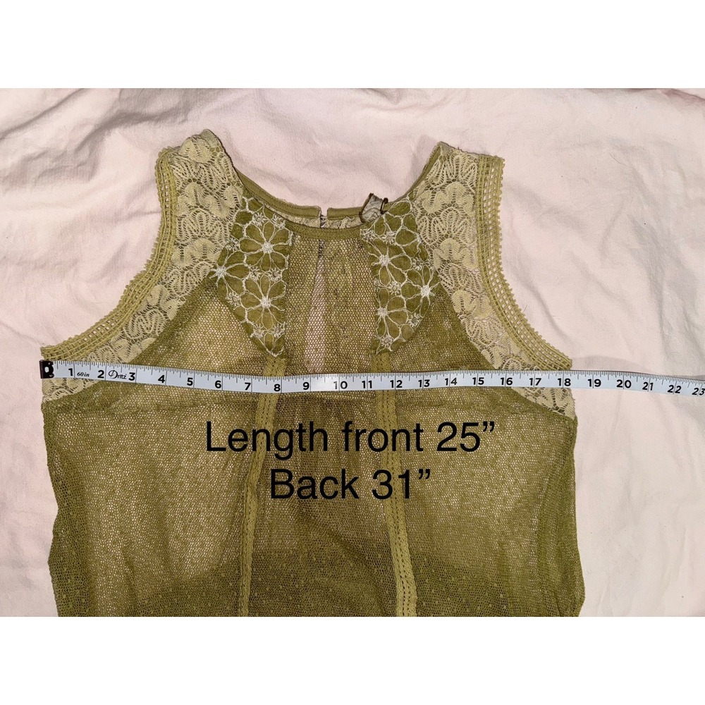 Arrata Silent Journey sheer sage green Swiss dot tank blouse high low Medium - Picture 7 of 7